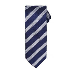 Premier Mens Waffle Stripe Formal Business Tie / Navy/Silver